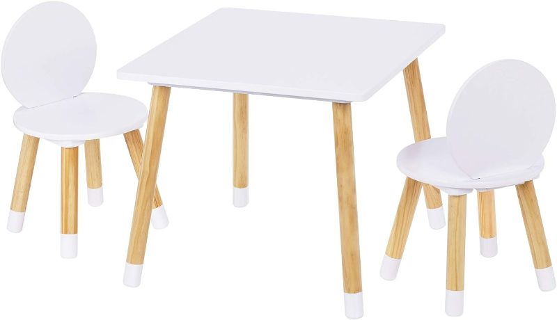 Photo 1 of UTEX Kids Table with 2 Chairs Set for Toddlers, Boys, Girls, 3 Piece Kiddy Table and Chairs Set, White