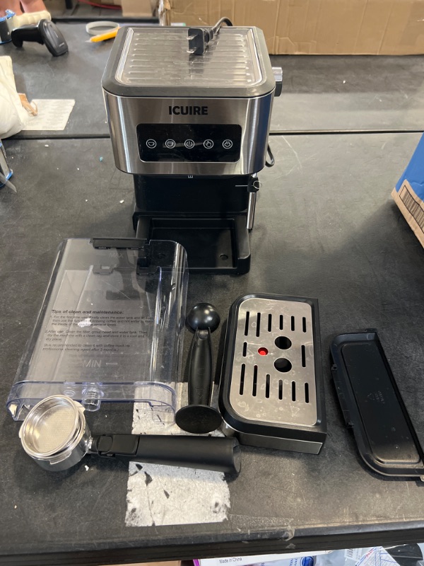 Photo 2 of ICUIRE Espresso Coffee Machine - 20 Bar Pump Semi-Automatic Espresso with Milk Frother, 1050W High Performance, 1.5L/50Oz Removable Water Tank, Perfect for Home Barista