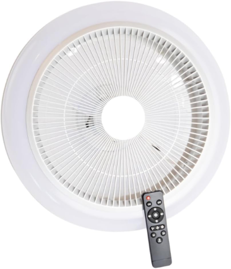 Photo 1 of Bladeless Ceiling Fan | Low Profile Fans with Remote and Lights for Living Room, Kitchen, and Bedroom, Three Wind Speeds, Dimmable Three Colors, (18" D x 8" W x 18" H)