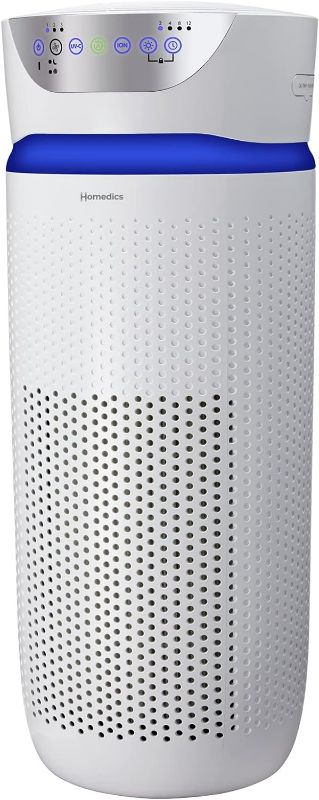 Photo 1 of Homedics 5-in-1 UV-C Air Purifier - 360-Degree HEPA Filter for 1,659 Sq Ft, Extra Large Air Purifiers for Bedroom and Home, Essential Oil Pads, Built-In Timer, 5 Speed Settings for Large Rooms, White