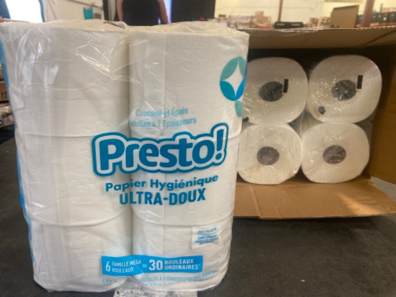 Photo 2 of Amazon Brand - Presto! 2-Ply Toilet Paper, Ultra-Soft, Unscented, 24 Rolls (4 Packs of 6), Equivalent to 120 regular rolls