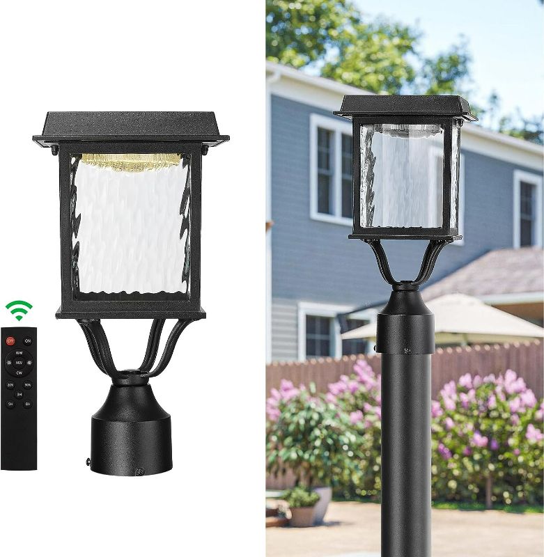 Photo 1 of Beionxii Solar Post Lights Outdoor, Dusk to Dawn Lamp Post Light with Remote Control, 3CCT 3000K/4000K/6500K Selectable, Cast Aluminum w/Water Glass - A275SP-1PK