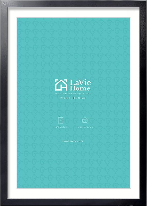 Photo 1 of LaVie Home 27 x 40 Poster Frame Black?1 Pack?, Display Pictures 24x36 with Mat or 27x40 Without Mat, 2 Inch Wood Profile, Stable and Sturdy Picture Frame with Polished Plexiglass, Horizontal and Vertical Format of The Wall