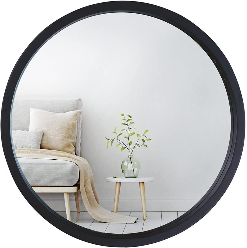 Photo 1 of Mirrorize Black Round Mirror 22" for Living Room Wall Decor, Decorative Circle Mirror, Bathroom Vanity Mirror, Farmhouse Circular Mirror for Entryway Black 22" Diameter