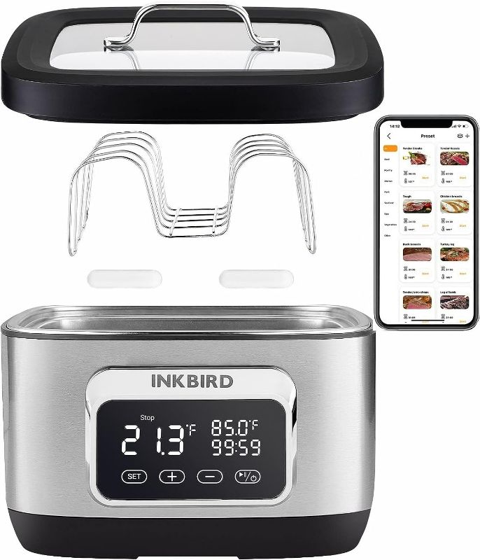 Photo 1 of Inkbird Wifi Sous Vide Water Oven-3 in 1 Sous Vide Oven with Rack Divider| 700W Preset 3D Electromagnetic Water Circulation Rapid Heating with App Preset Recipes,Wifi Control & Timer, 8L Capacity