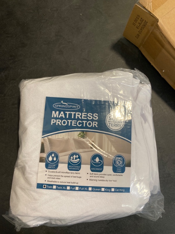Photo 2 of Waterproof Mattress Protector Twin Size, Premium Terry Mattress Cover 200 GSM, Breathable, Fitted Style with Stretchable Pockets (White)