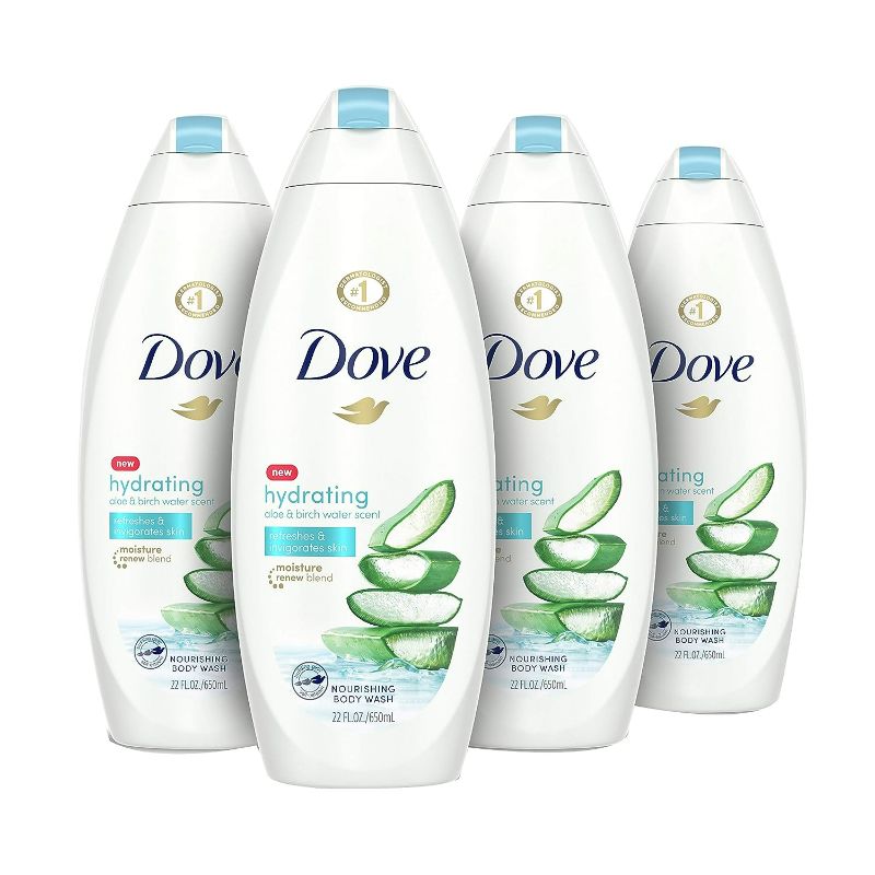 Photo 1 of Dove Body Wash 100% Gentle Cleansers, Sulfate Free Hydrating Aloe and Birch Bodywash Gives You Softer, Smoother Skin After Just One Shower, 22 Fl Oz (Pack of 4