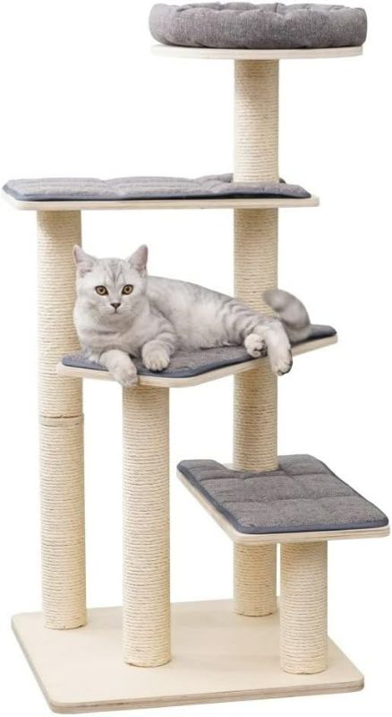Photo 1 of AGILE 40" Pine Wood Kitten Cat Tree Tower with Steps and Natural Sisal Scratching Posts (Felix)