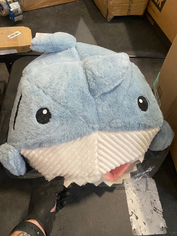 Photo 2 of Jiupety Cute Soft Cat Bed, Indoor Shark-Shaped Warm Cat Cave with Removable Washable Pillow for Cat, Blue, M.