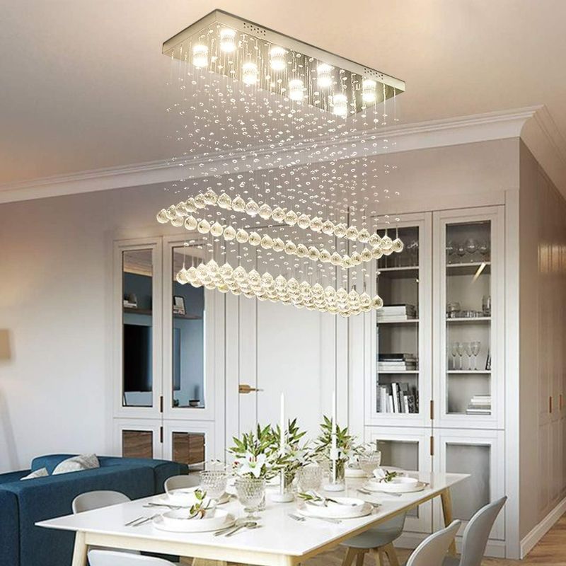 Photo 1 of TFCFL Modern and Elegant Crystal Chandelier Embedded Luxury Ceiling Lighting Fixture for Living Room Dining Room (Style 2)