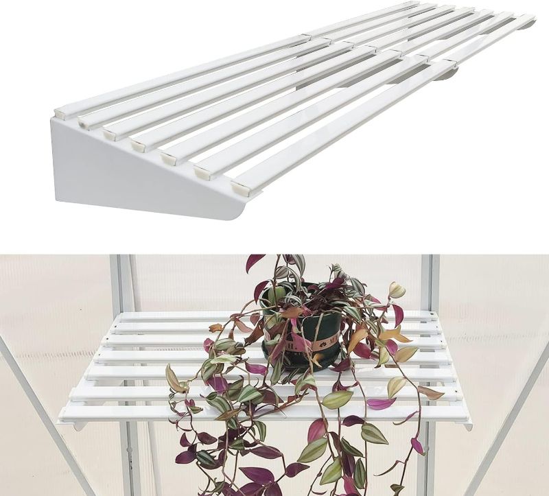 Photo 1 of TPSHKE Greenhouse Shelves, 2-Pack 23.62x15 inch Heavy Duty Greenhouse Shelf Kits, White
