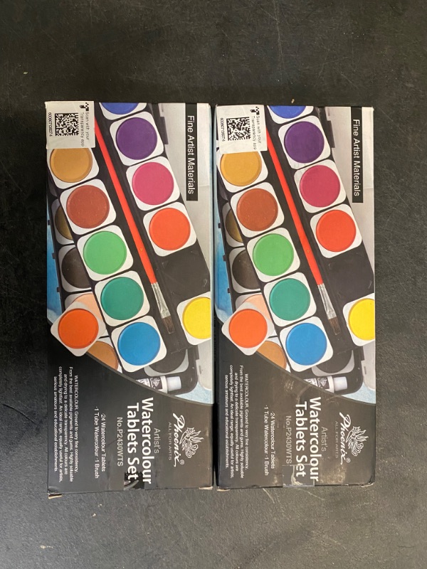 Photo 2 of  24 Colors Watercolor Paint Set - Washable Watercolor Pan Set with 1 Paint Brush and Plastic Palette, Non-toxic Water Color Paints Sets for Kids, Adults, Beginners and Artists 2 Pack
