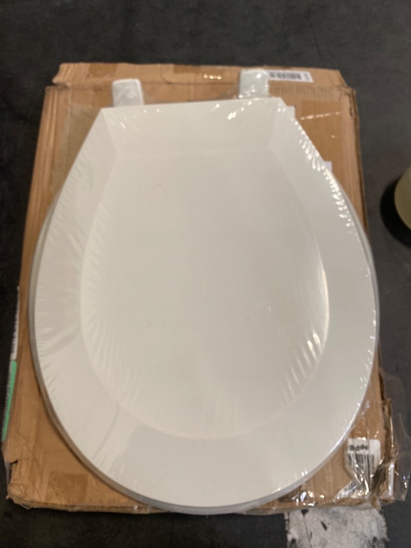 Photo 2 of Toilet Seat Round - Oval Toilet Seat | with Strong Hinge | for 17-Inch Toilets | Plastic White Round Toilet Seat (13.9x1.8x17.5”)