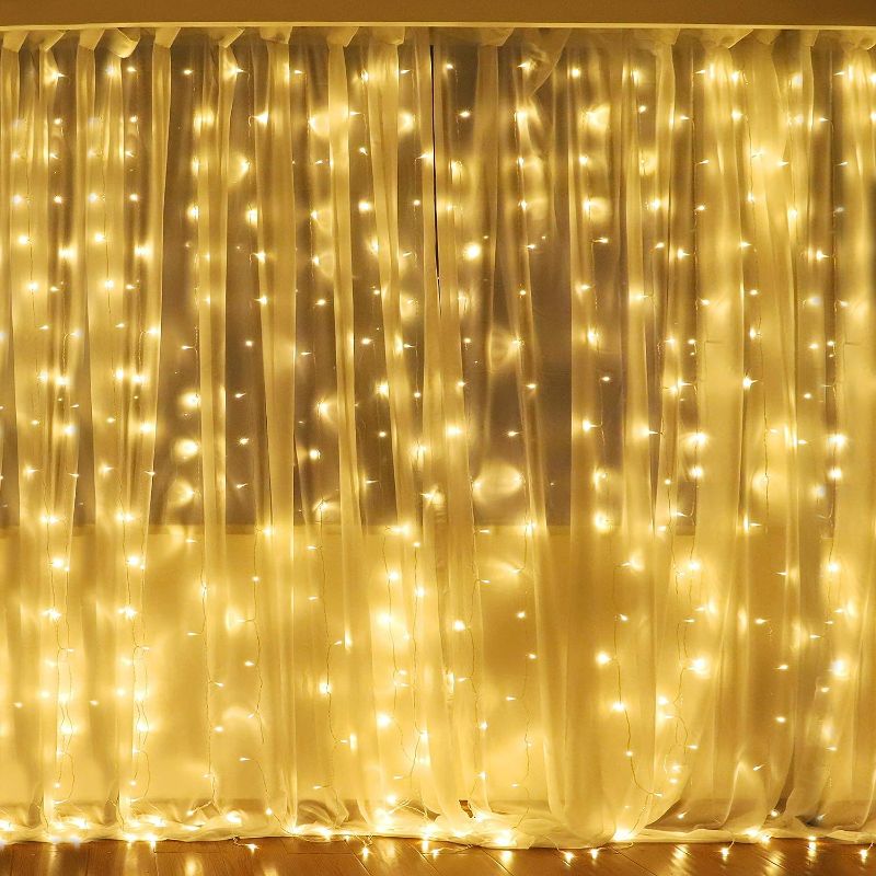 Photo 1 of Fairy Curtain Lights,304 LED 9.8ftX9.8ft 30V 8Modes safety Window Lights with Memory for Home Wedding Christmas Party Family Patio Lawn Garden Bedroom Outdoor Indoor Wall Decorations