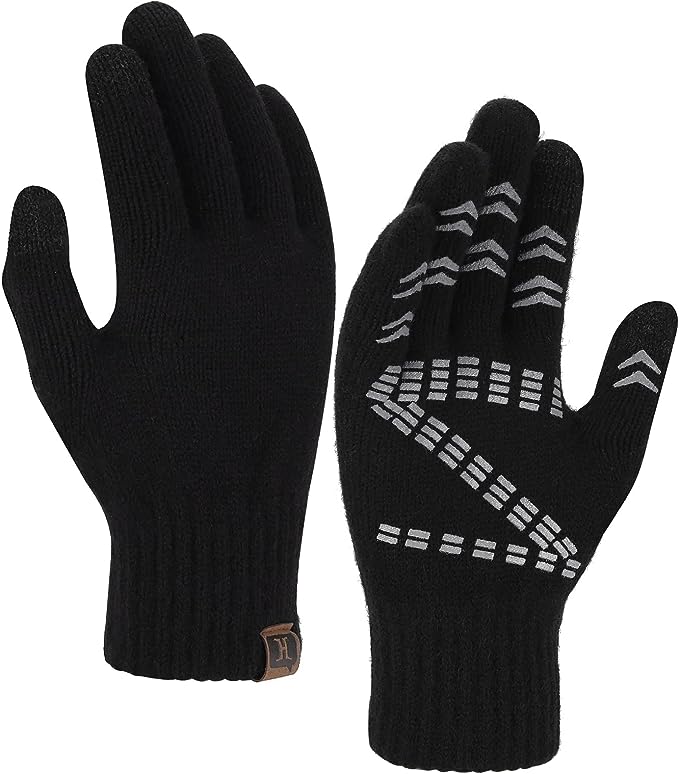 Photo 1 of FZ FANTASTIC ZONE Men’s Winter Gloves Warm Thermal Soft Wool Knit Touch Screen Gloves for Men