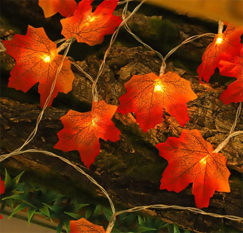 Photo 1 of Zitokin Maple Leaf LED Light String Harvest Festival Home Décor Fall AA Battery Light String Autumn Thanksgiving Decoration Lights (3 pack)