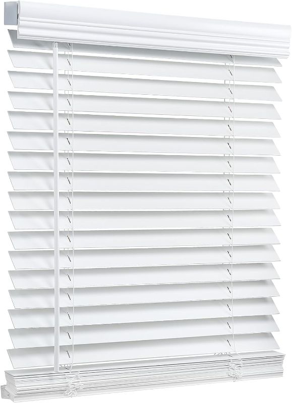 Photo 1 of LazBlinds 2-inch Cordless Wood Horizontal Blinds, Room Darkening Blinds for Windows - Actual Blinds Size: 22.5'' W x 36'' H, Basswood - White