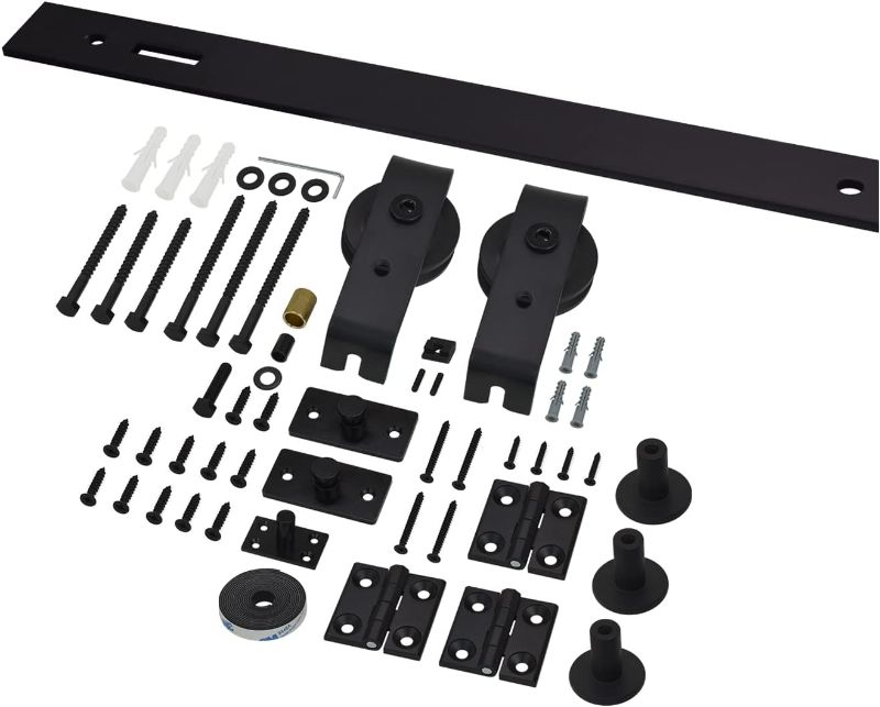 Photo 1 of Nuk3y Bifold Sliding Barn Door Hardware Kit Black (38-3/16" Track)