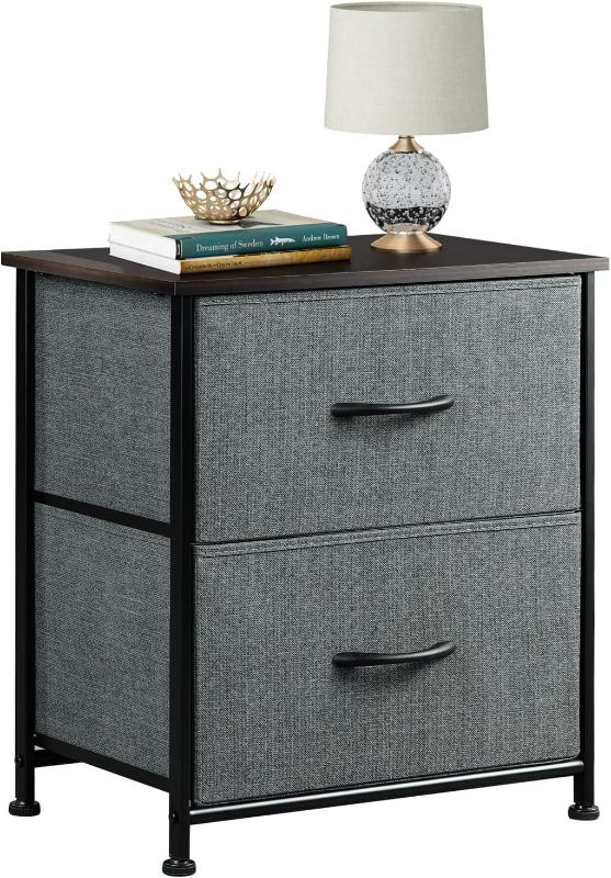 Photo 1 of WLIVE Nightstand, 2 Drawer Dresser for Bedroom, Small Dresser with 2 Drawers, Bedside Furniture, Night Stand, End Table with Fabric Bins for Bedroom, Closet, Entryway, Nursery, College Dorm, Dark Grey