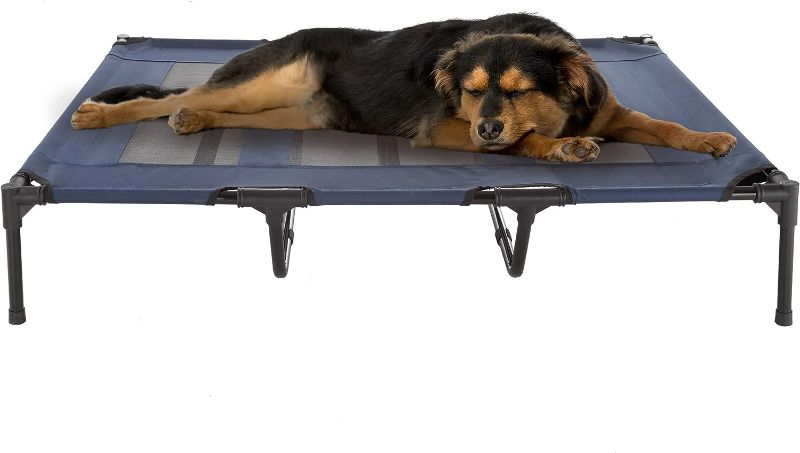 Photo 1 of Elevated Dog Bed - 48x35.5-Inch Portable Pet Bed with Non-Slip Feet - Indoor/Outdoor Dog Cot or Puppy Bed for Pets up to 110lbs by PETMAKER (Blue)