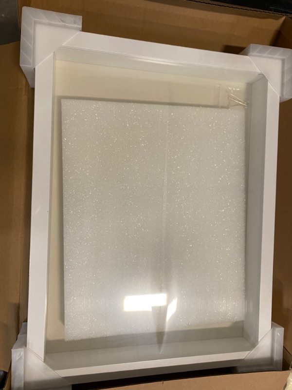 Photo 2 of FrameWorks 12” x 16” Mahogany Wooden Shadow Box Frame – Soft Felt Back, Tempered Glass, and Included Elegant White Ball Push Pins Mahogany 12"x16" (WHITE)