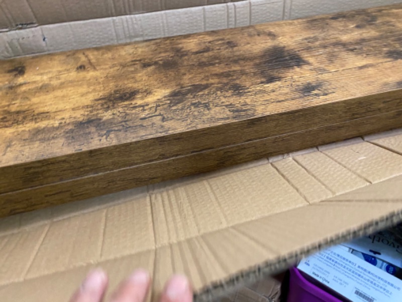 Photo 1 of QEEIG Floating Shelves 48 inches Long - Book Shelf for Wall Farmhouse Bathroom Bedroom Kitchen Living Room Large Extra Long 9.3" D x 47.2" W Set of 2, Rustic Brown (008-120BN)