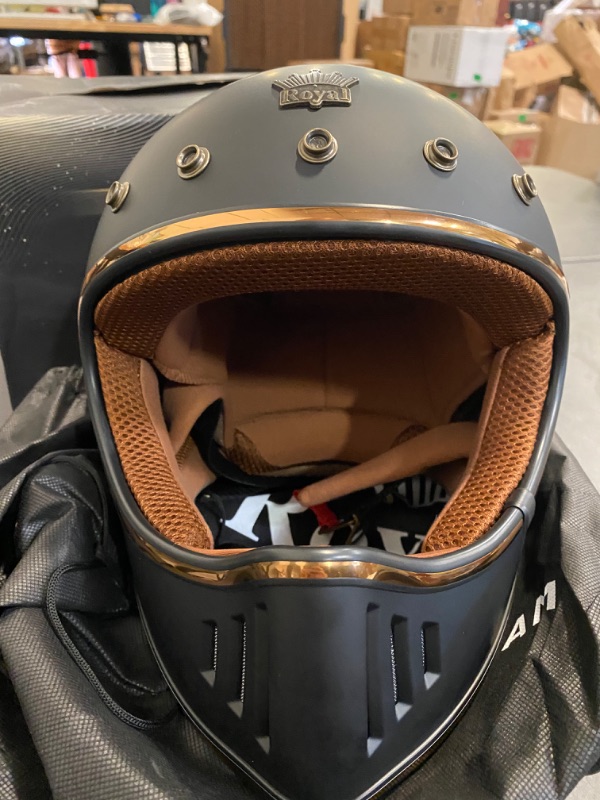 Photo 2 of ROYAL M141 Full face Motorcycle Helmet - DOT Approved - Unisex, Classic, Elegant Design (Matte Black, XL) Matte Black X-Large