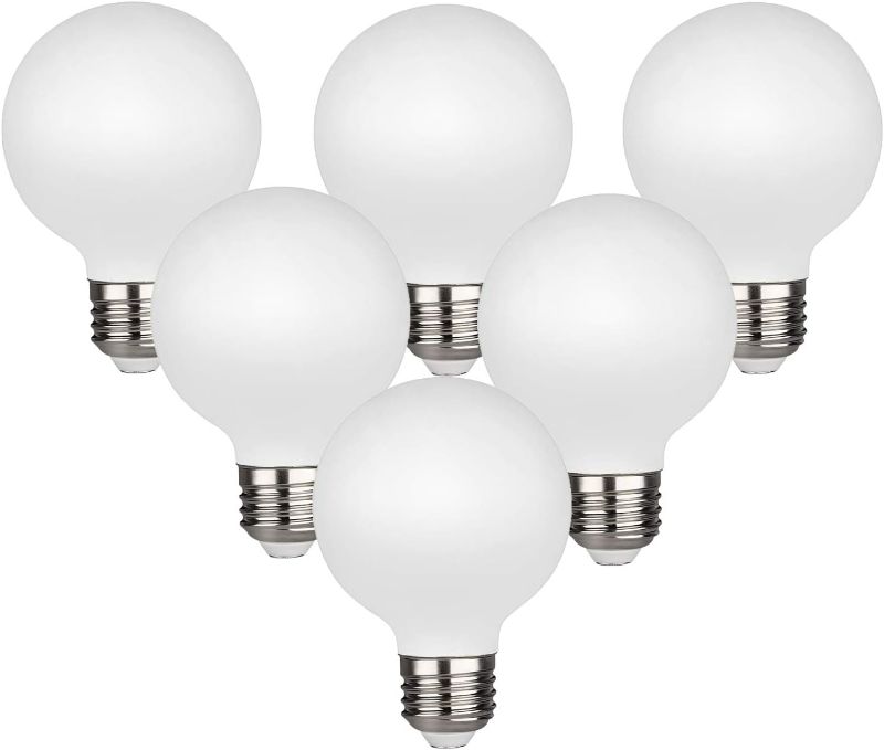 Photo 1 of  LED Edison Globe Light Bulb, Warm White 2700K CRI 90, LED Filament Light Bulb, 5W Equivalent to 40W, G25(G80) Dimmable 450LM E26 Medium Base, Frosted Glass, Bathroom Vanity Mirror Light Pack of 8