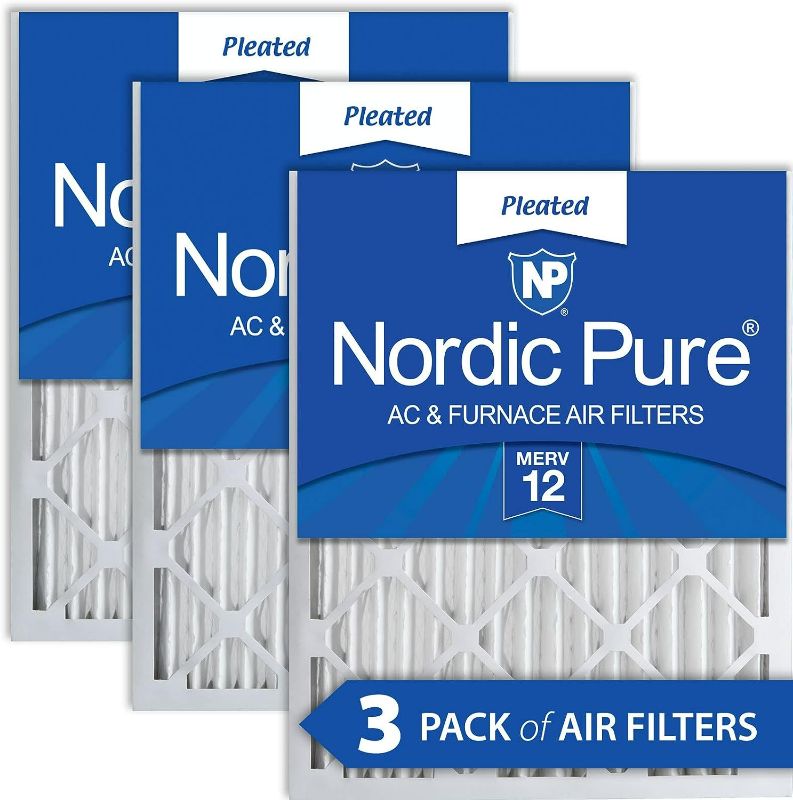 Photo 1 of Nordic Pure 16x20x2 MERV 12 Pleated AC Furnace Air Filters 3 Pack 