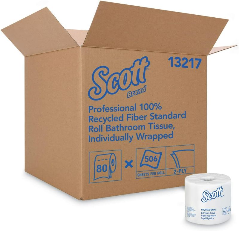 Photo 1 of Scott Kimberly-Clark Professional 13217 100% Recycled Fiber Roll Bathroom Tissue- 550 Sheets/Roll- 80/Carton