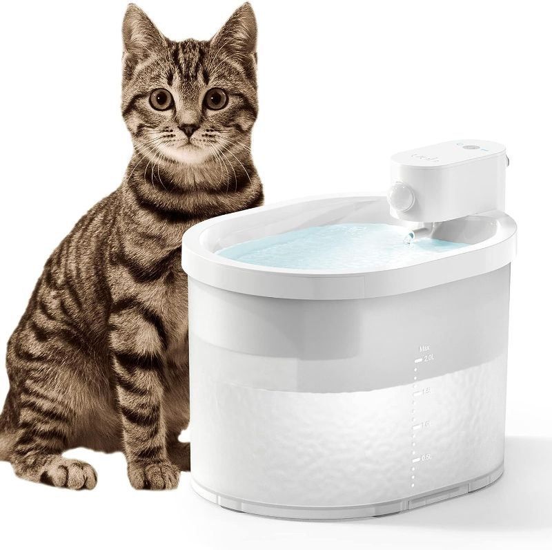 Photo 1 of uahpet Cat Water Fountain, Wireless & Battery Operated 67oz/2L Automatic Pet Water Fountain for Cats, Dogs, Multiple Pets