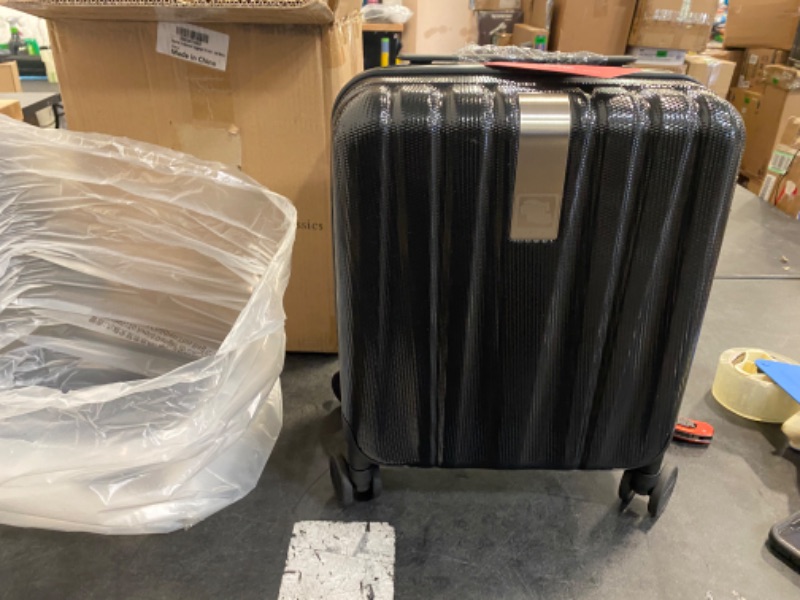 Photo 2 of (BLACK) Hanke Underseat luggage,14 Inch Mini Carry On Luggage Lightweight Hardside PC Suitcase Small Travel Suit Case -Black Underseat 14-Inch
