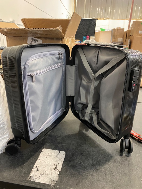 Photo 3 of (BLACK) Hanke Underseat luggage,14 Inch Mini Carry On Luggage Lightweight Hardside PC Suitcase Small Travel Suit Case -Black Underseat 14-Inch
