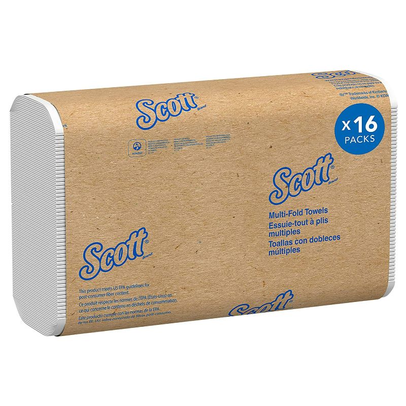 Photo 1 of Scott® Multifold Paper Towels (01804), with Absorbency Pockets™, 9.2" x 9.4" sheets, White, (250 Sheets/Pack, 16 Packs/Case, 4,000 Sheets/Case)
