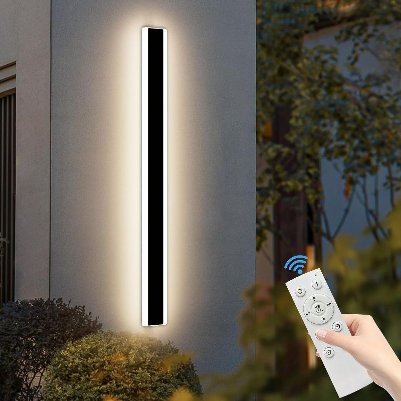 Photo 1 of  Outdoor Long Wall Light Fixtures, 31.4 inches Rainproof Modern Outdoor Wall Mount Lighting Dimmable Wall Mounted Simple Long Strip Acrylic Wall Light, Suitable for Proch, Balcony, Garden 2 ack 