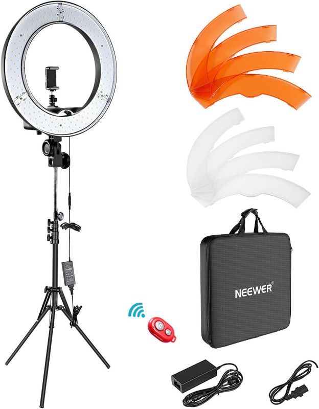 Photo 1 of NEEWER Ring Light Kit: 18"/48cm Outer 55W 5600K Dimmable LED Ring Light, Light Stand, Carrying Bag for Camera, Smartphone, YouTube, TikTok, Self Portrait Shooting, Black