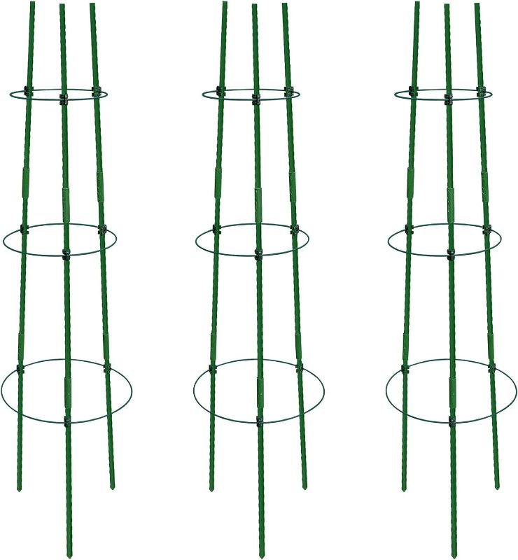 Photo 1 of Gardzen 3-Pack Tomato Cage, Plants Support, Trellis Climbing Ring Cage, Stand for Pepper Eggplant Tomato Flowers
