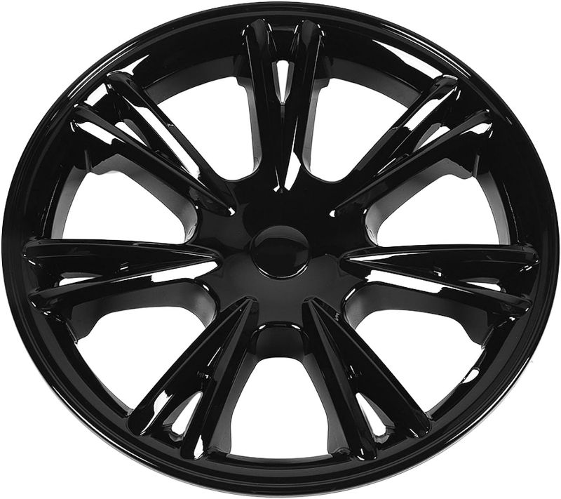 Photo 1 of 19 Inch Wheel Cover, Wheel Hub Cover Quick Installation for Model Y 2020 to 2023 (Bright Black)