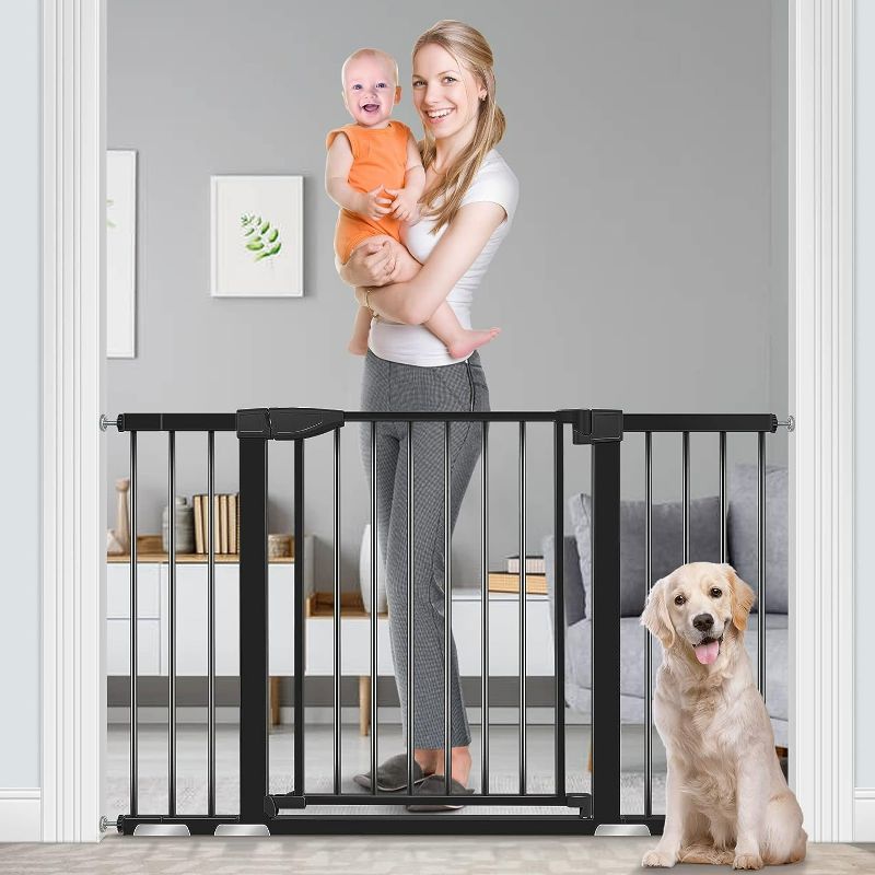 Photo 1 of Baby Gate for Doorways and Stairs, RONBEI 51.5" Auto Close Safety Baby Gate for Kids and Pets, Extra Wide Child Gate Dog Gates for The House, Heavy Duty Metal Walk Through Door (Black)