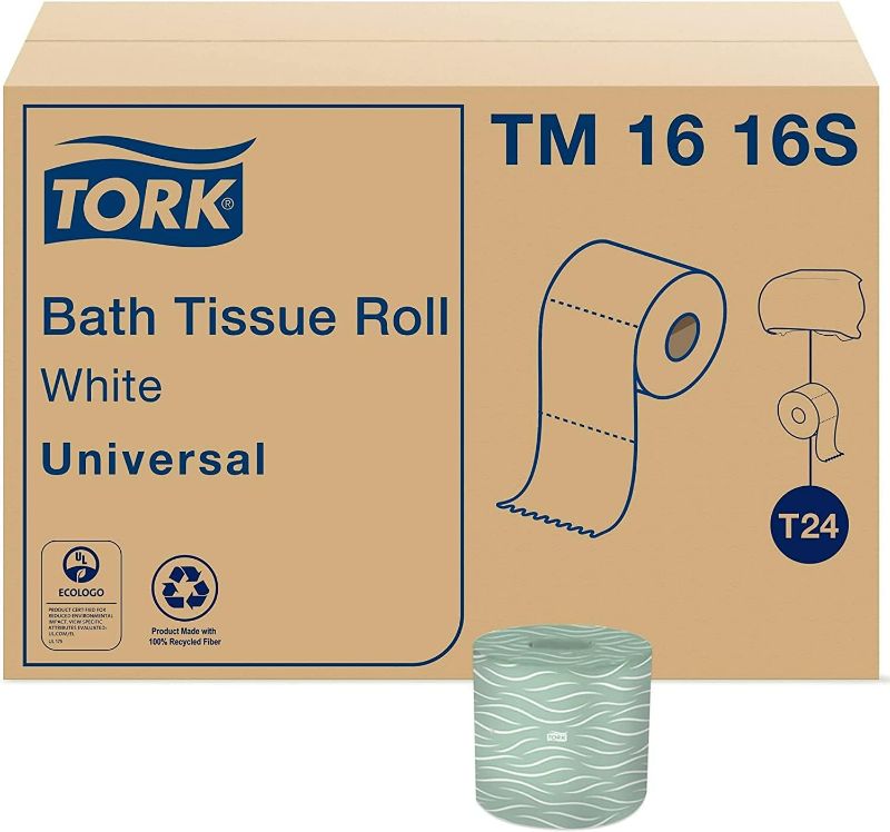 Photo 1 of Tork Septic Safe Toilet Paper White, 100% Recycled, 2-ply, 500 Sheets per Roll, 96 Rolls