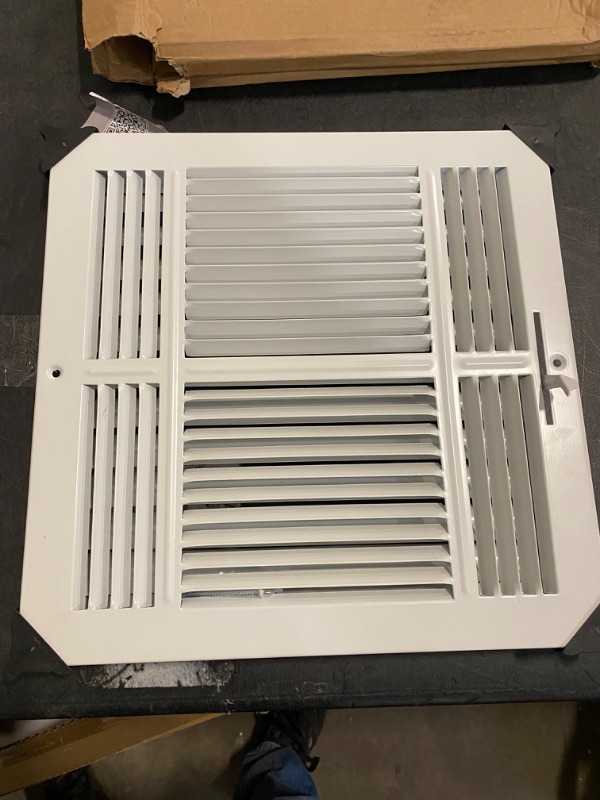 Photo 2 of HBW 12"x 12" (Duct Opening Size) 4-Way Stamped Face Steel Ceiling/sidewall Air Supply Register - Vent Cover - Actual Outside Dimension 13.75" X 13.75