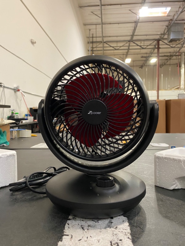 Photo 2 of ZICOOLER Fan for Bedroom, 24dB Low Noise Table Fan, Strong Airflow Air Circulator Fan, 70° Oscillating Fan, 100° Adjustable Tilt, 3 Speeds, Portable Desk Fan for Office, Kitchen, Home, Black-Red
