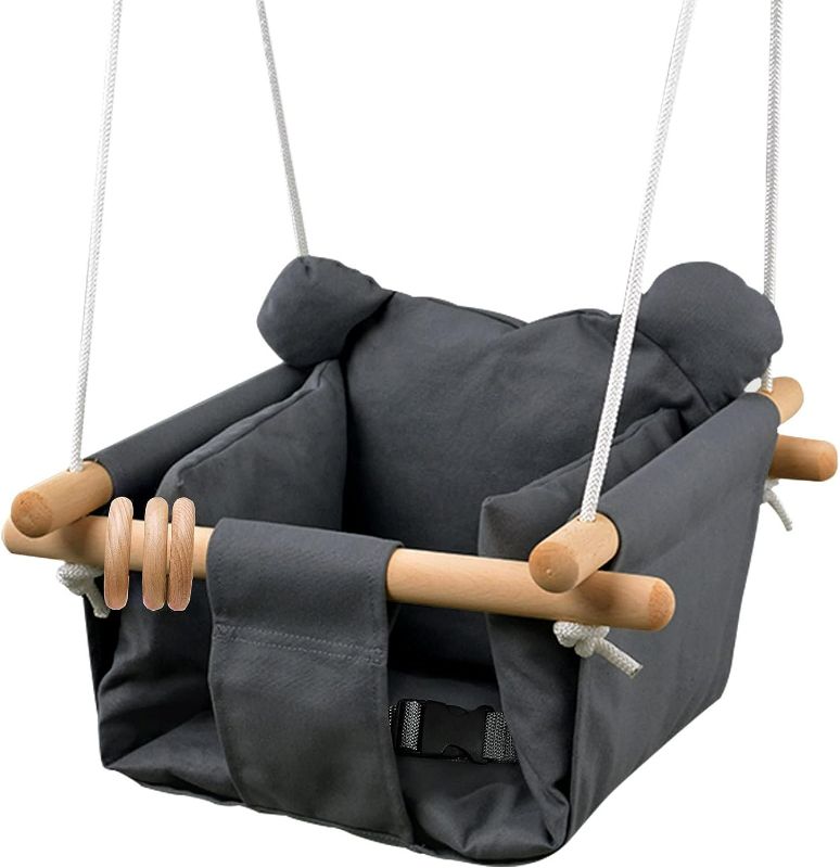 Photo 1 of Baby Canvas Hanging Swing Seat Toddler Secure Indoor & Outdoor Hammock Toy Grey
