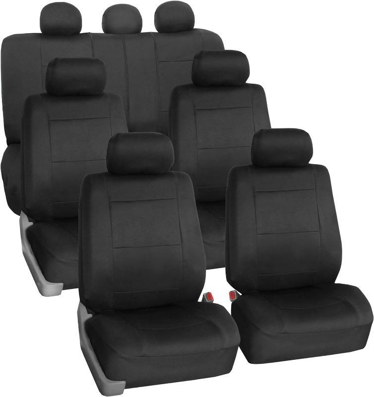 Photo 1 of FH Group Car Seat Covers Three-Row Neoprene Waterproof Car Full Set Seat Covers, Airbag Ready and Split - Fit Most Car, Truck, SUV, or Van (Solid Black) FB083217