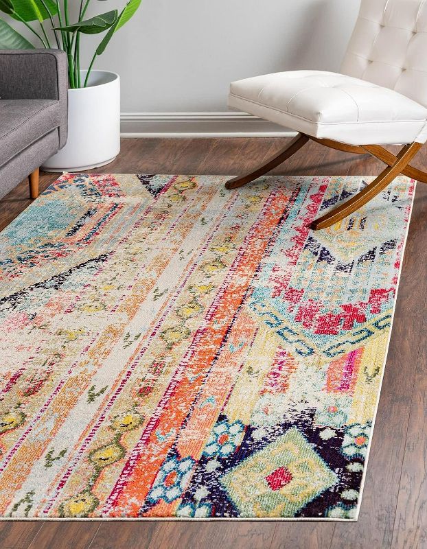 Photo 1 of Unique Loom Sedona Collection Distressed, Southwestern, Vintage, Modern, Over-Dyed, Abstract Area Rug (70inchx108 Inches)(Rectangular, Multi/Beige)