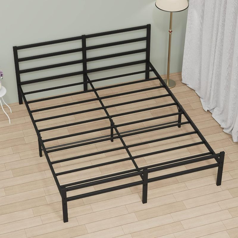 Photo 1 of Musen King Bed Frame with Headboard and Footboard, 14 Inch Platform with Storage, Heavy Duty Steel Metal Bed Frame No Box Spring Needed, Noise Free, Anti-Slip, Easy Assembly (Max Load: 1200lb)