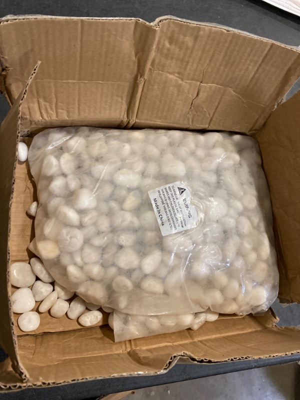 Photo 2 of FANTIAN 18lb Decorative White Pebbles for Plants - 1.2-2" Natural White River Rocks for Landscaping, Plant Rocks, Aquarium Rocks, Rocks for Planter, Decorative Stones and Garden Rocks
