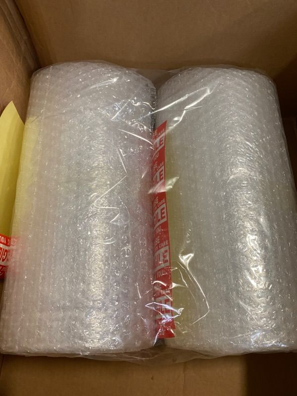Photo 2 of 2-Pack Bubble Cushioning Nylon Wrap Rolls, 3/16" x 12" x 72' ft Total, Perforated Every 12", 20 Fragile Stickers for Packaging, Shipping, Mailing