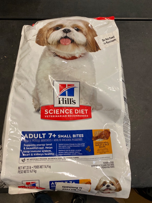Photo 2 of Hill's Science Diet Dry Dog Food, Adult 7+ for Senior Dogs, Small Bites, Chicken Meal, Barley & Brown Rice Recipe, 33 lb. Bag