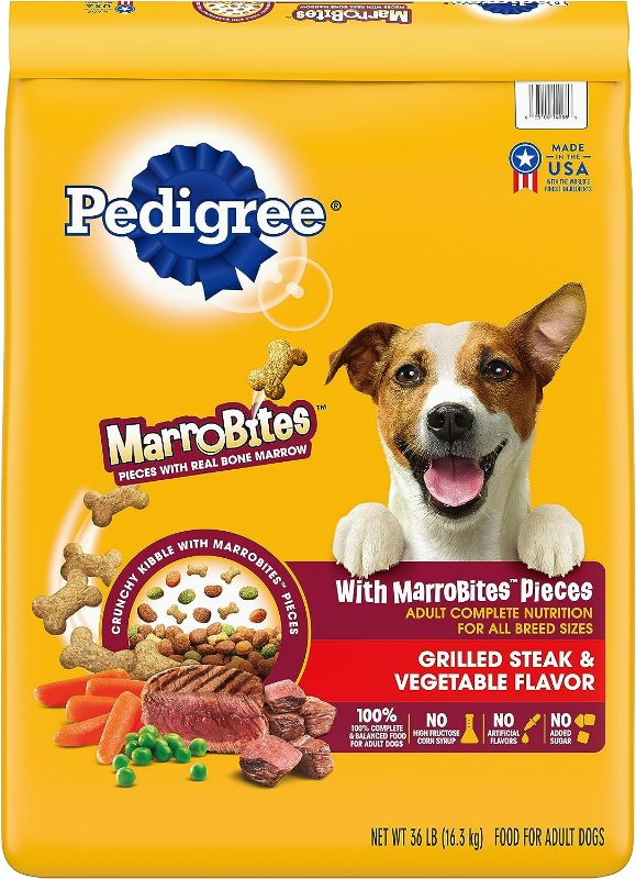 Photo 1 of Pedigree with MarroBites Pieces Adult Dry Dog Food, Steak & Vegetable Flavor, 36 lb. Bag